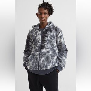 Relaxed fit Hooded faux shearling jacket
